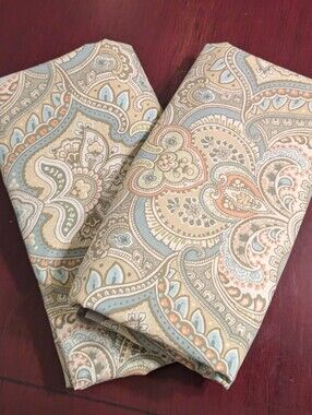 Laura Ashley Prescott Paisley Maiden Lane Two Shams Taupe Sage Blue Sz King EUC